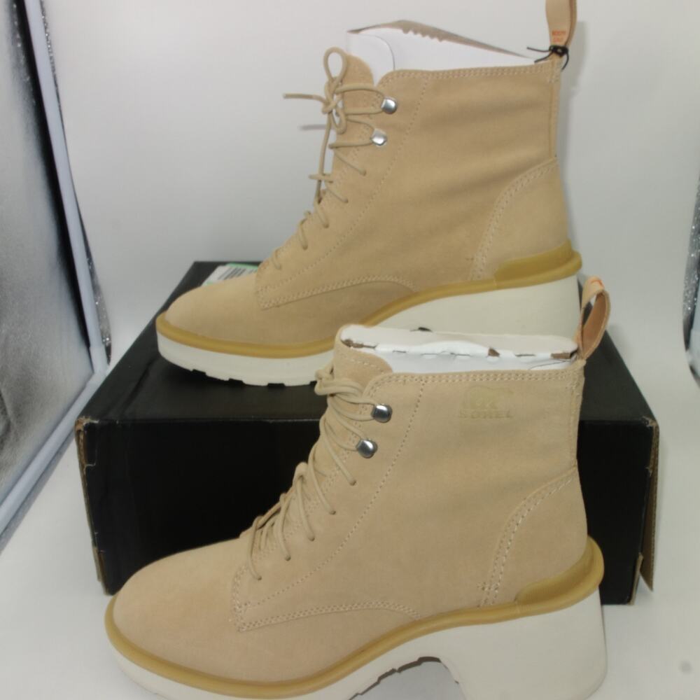 NEW Sorel Hi Line Lace Boots Bleached Ceramic Buff Tan Women's 10.5 - Picture 5 of 11